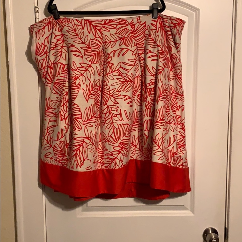 Orange & Cream Linen Skirt from Lane Bryant Sz 28